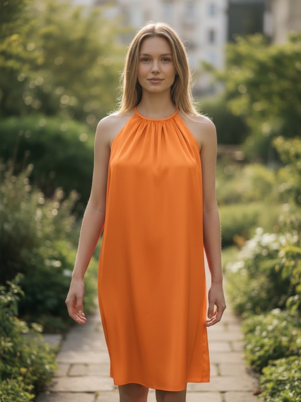 Celine by Phoebe Philo Bright Orange Halter Dress Size 8 - Picture 1 of 12